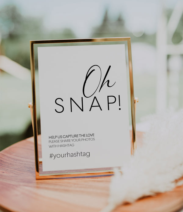Oh snap! sign, Wedding sign template, Wedding hashtag sign template, Minimalist wedding sign, Hashtag sign template #LWTBoho