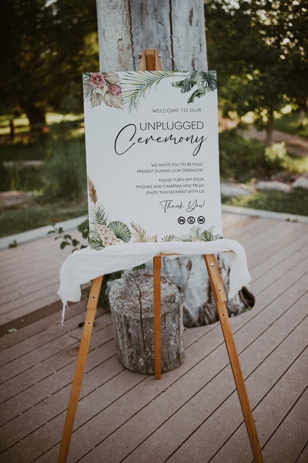 Unplugged ceremony sign, Tropical wedding sign, Unplugged wedding sign, Beach wedding sign #LWTropicana