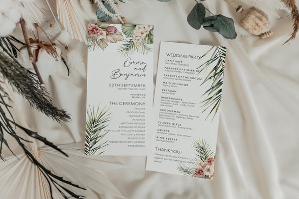 Wedding program tropical, Tropical wedding template, Wedding program template, Beach wedding program #LWTropicana