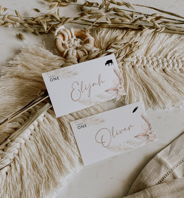 Place cards template, Pampas grass place cards, Boho wedding place cards, Place cards with meal  #LWTPampas