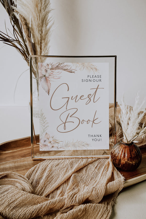 Guest book wedding sign, Pampas Guest book sign, Pampas Grass wedding, Boho guest book sign #LWTPampas