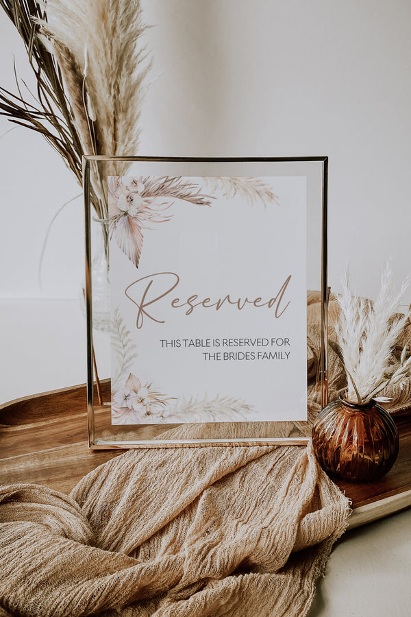 Reserved sign, Reserved sign template, Pampas Grass wedding sign, Pampas reserved sign  #LWTPampas