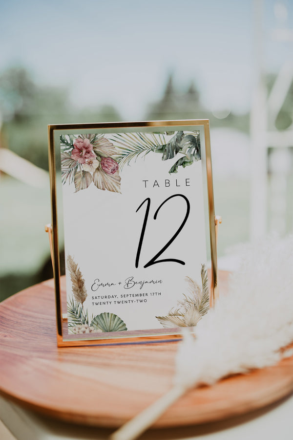 Tropical Table Numbers, Wedding table numbers, Table numbers template, Beach table numbers #LWTropicana