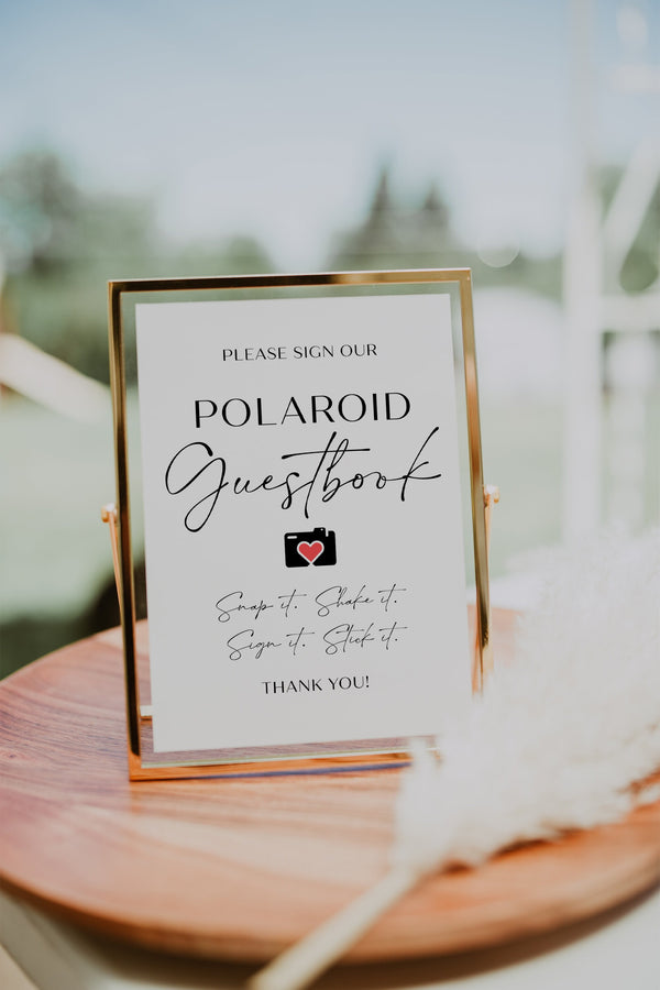 Polaroid wedding sign, Wedding guest book sign, Guest book sign template, Polaroid guest book sign | ELODIE