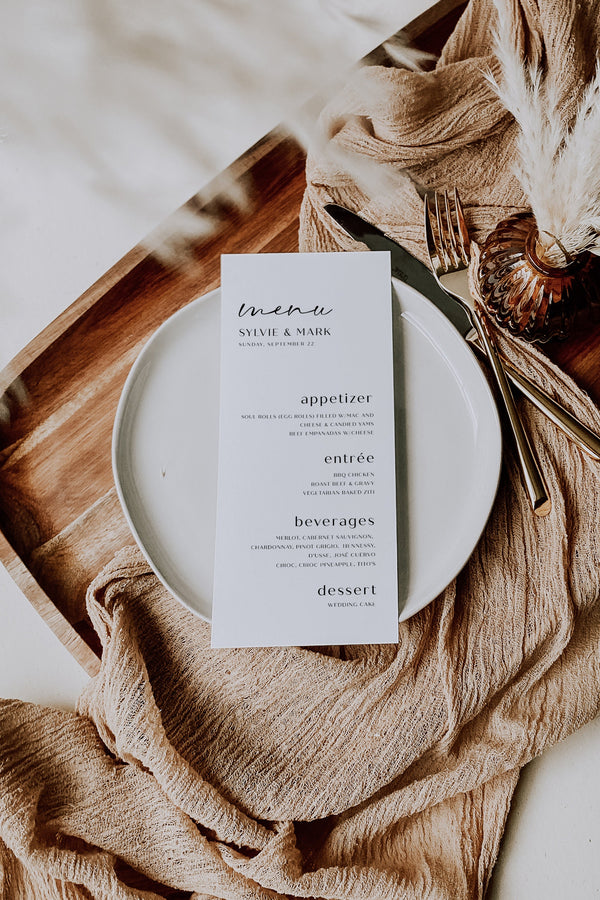 Wedding menu template, Menu cards template, Minimalist modern menu, Table menu template | ELODIE