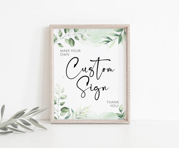 Wedding sign template, Greenery wedding sign, Custom sign template, Custom wedding template, Custom wedding sign | FLORA