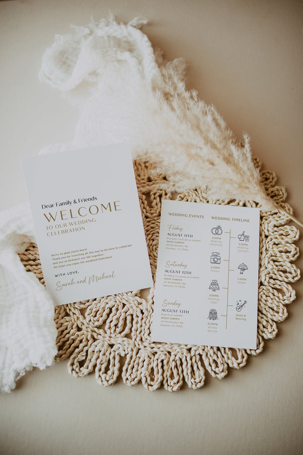 Gold wedding itinerary, Itinerary wedding template, Gold wedding timeline, Itinerary template | GOLDY