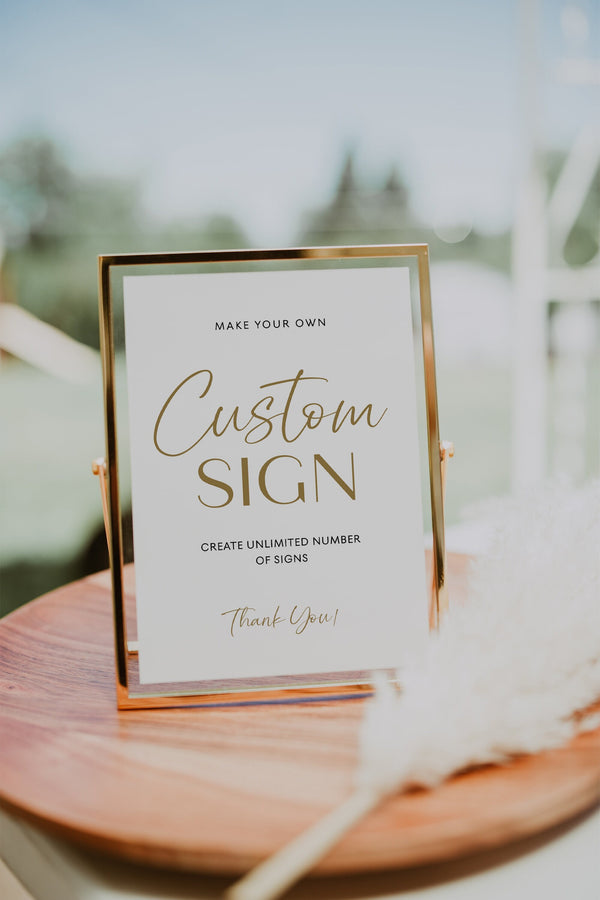 Gold wedding sign, Gold sign template, Wedding sign gold, Custom sign template | GOLDY