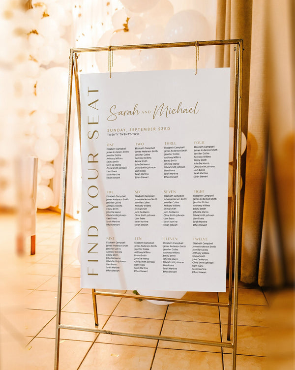 Seating chart gold, Seating chart wedding, Rust gold seating chart template, Gold wedding seating chart template | GOLDY