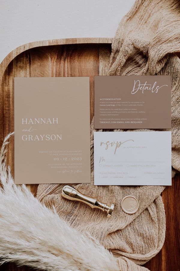 Cream wedding invitation suite