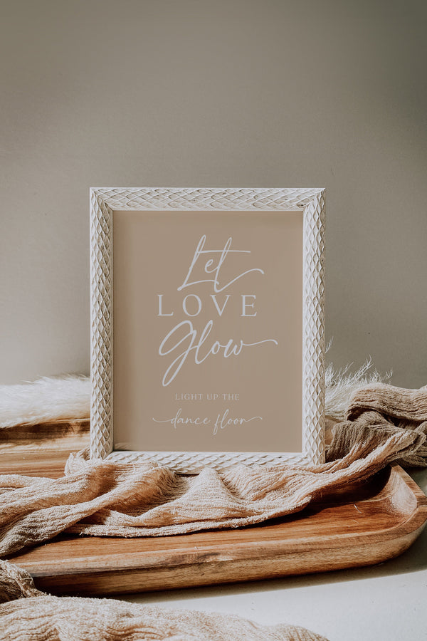 Let love glow sign, Light up dance floor sign, Beige wedding sign | BELLAMY