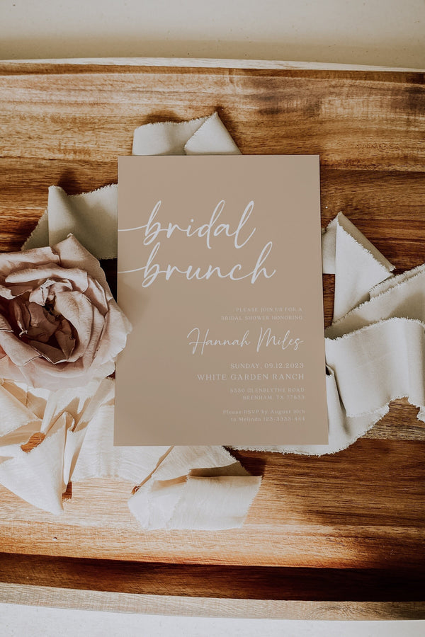 Bridal brunch, Bridal shower brunch invitation, Beige bridal shower invitation, Digital invitation  template | BELLAMY