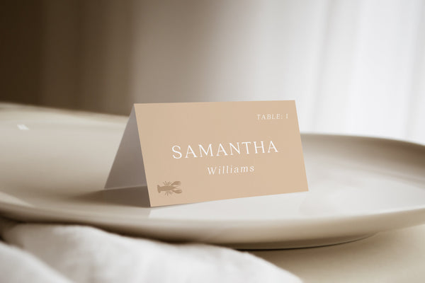 Place card template, Beige name cards, Boho wedding place cards | BELLAMY