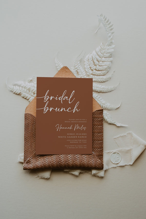 Bridal brunch invitation, Terracotta invitation, Bridal shower invitation boho, Digital invitation template #BELLAMY-TR