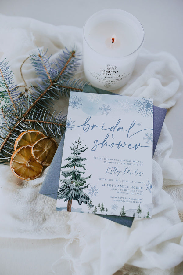 Winter bridal shower invitation, Invitation template, Winter wonderland bridal shower, Winter bridal shower #BLUEWW