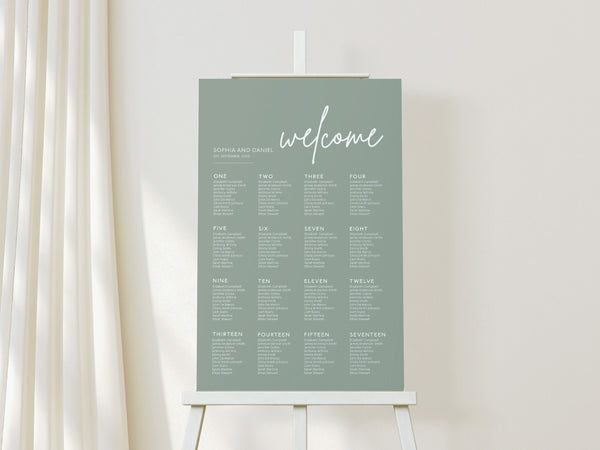 Seating chart wedding, Seating chart template, Sage green seating chart, Boho wedding sign #SAGE021LWT