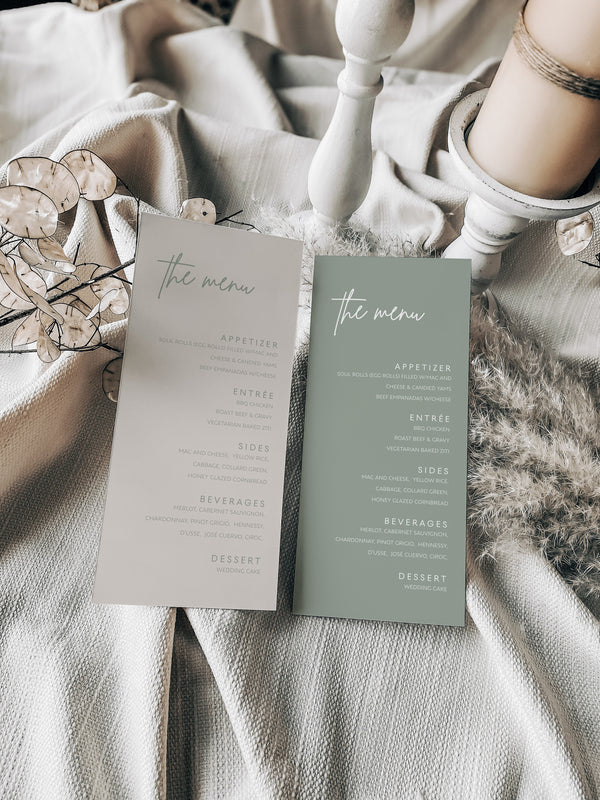 Sage green menu, Wedding menu cards, Menu template, Wedding menu sage green, Boho wedding menu, Two color combination included  #SAGE021LWT