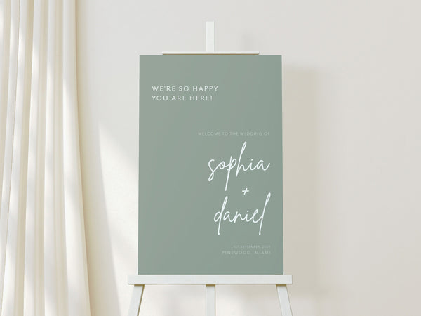 Welcome sign sage green, Wedding welcome sign, Welcome sign template #SAGE021LWT