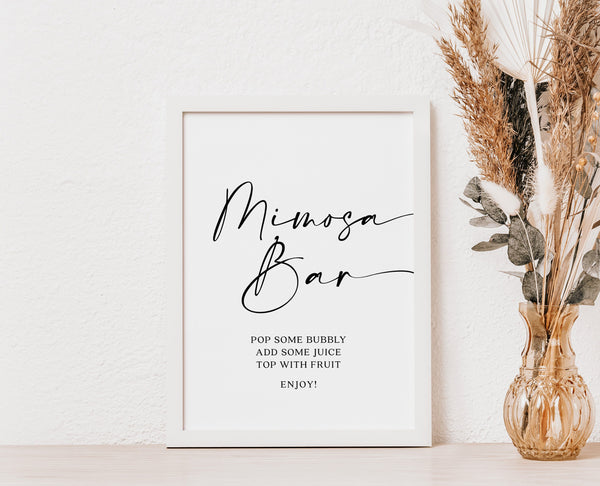 Mimosa bar sign, Mimosa baby and bridal shower sign, Modern and elegant signage  #Morea