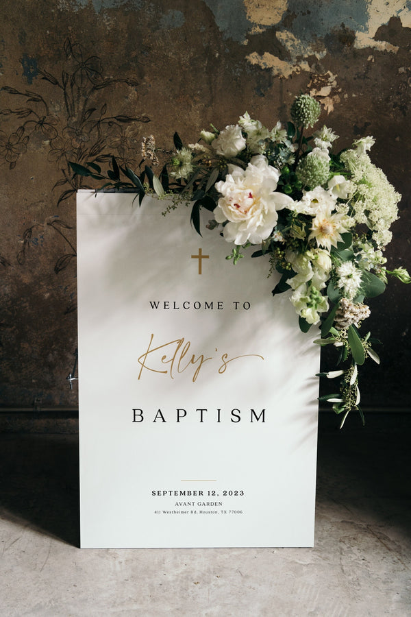 Baptism welcome Sign, Welcome sign template, Modern and elegant signage #Morea