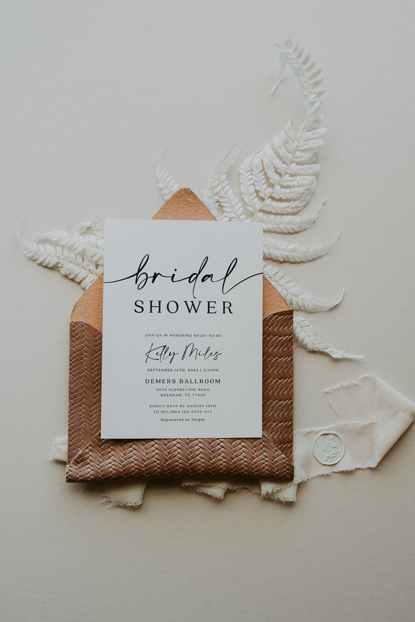 Bridal shower invitation template, Minimalist Bridal shower invitation, Modern and elegant bridal shower stationery #Morea