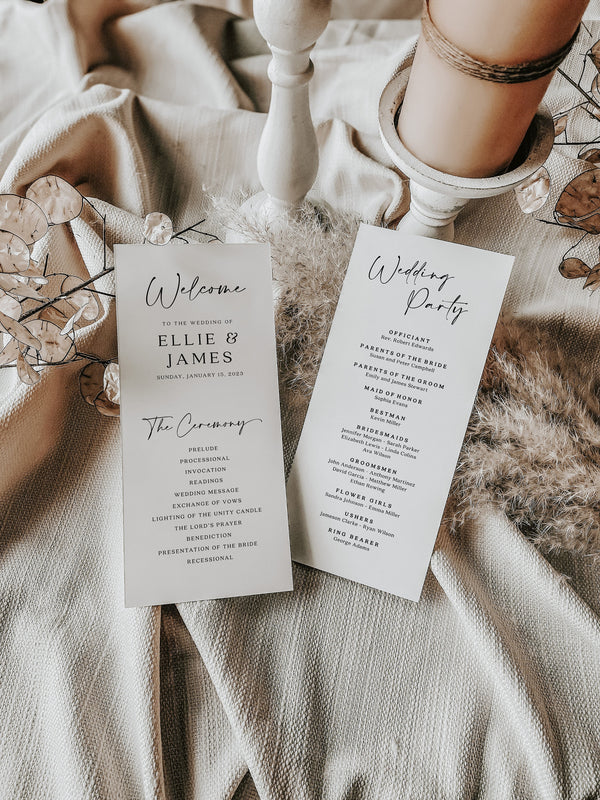 Wedding ceremony program cards, Simple Wedding program template, Modern and elegant wedding program #Morea