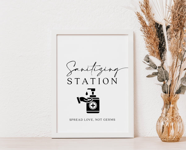 Sanitizing station sign, Sanitize sign printable, Modern and elegant wedding signage #Morea