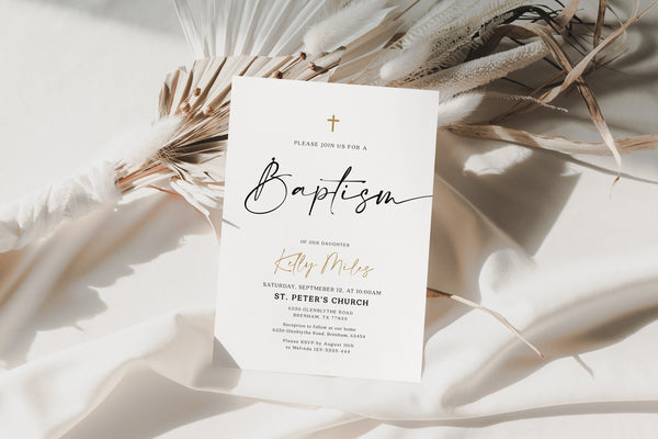 Baptism invitation template,  Modern and elegant baptism invitation #Morea