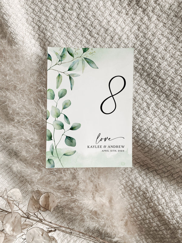 Eucalyptus greenery table numbers, Weeding table numbers template #Elise