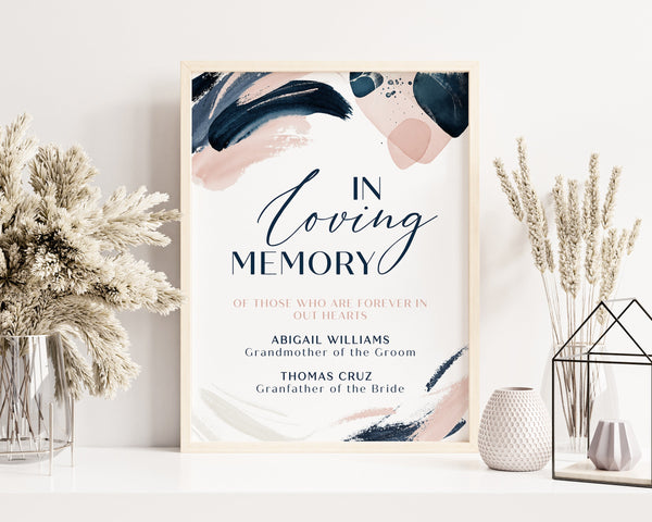 In Loving memory template, Wedding In Loving Memory sign, Navy Blush wedding sign #Celeste