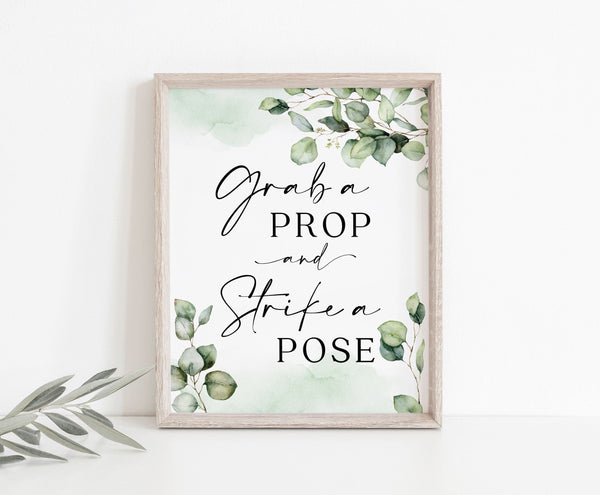 Grab a Prop and Strike a Pose, Wedding sign template, Greenery sign, Instant access through Templett  #Elise