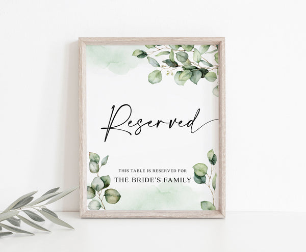 Reserved sign template, Wedding sign template, Greenery sign, Instant access through Templett  #Elise