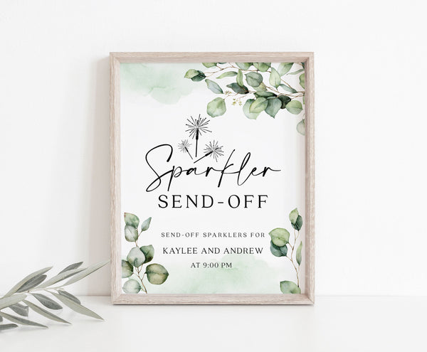 Sparkler send off sign, Wedding sign template, Greenery sign, Instant access through Templett  #Elise