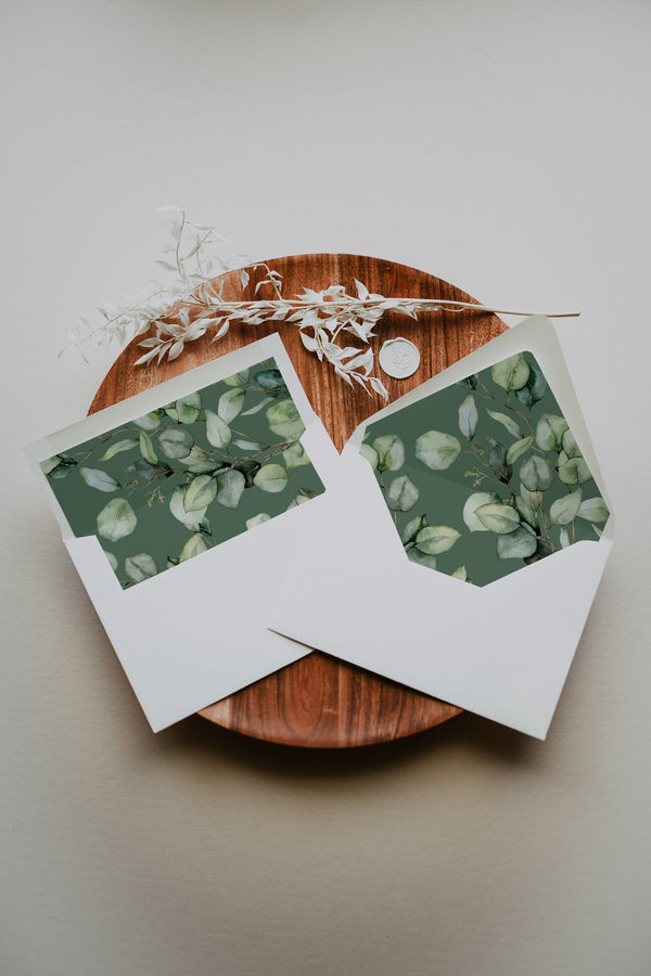 Greenery envelope liner, Greenery envelope insert, Eucalyptus envelope liner #Elise