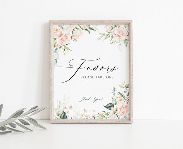 Favors wedding sign, Favor sign template, Roses and greenery floral, Flower wedding sign #florish