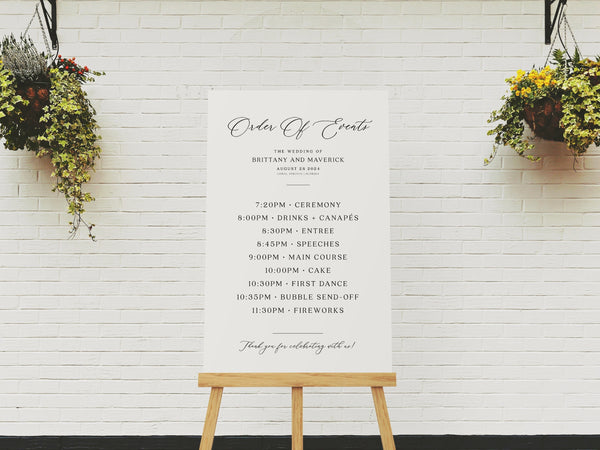 Order of events sign, Aesthetic wedding sign, Order of events template, Wedding order of the ceremony sign #aestheticlwt