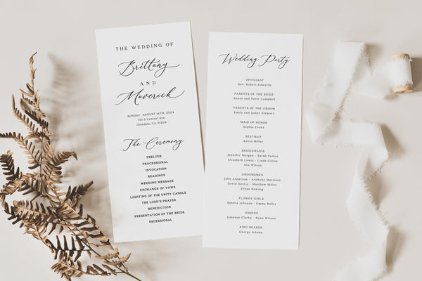 Wedding program template, Aesthetic wedding program, Minimalist wedding program #aestheticlwt