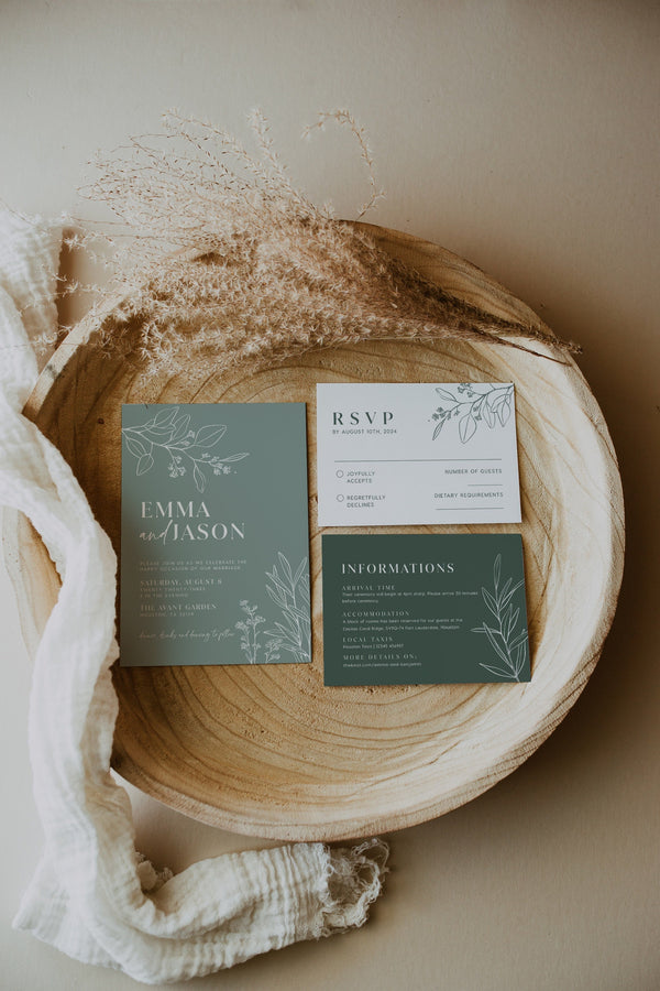 Floral Sage wedding invitation