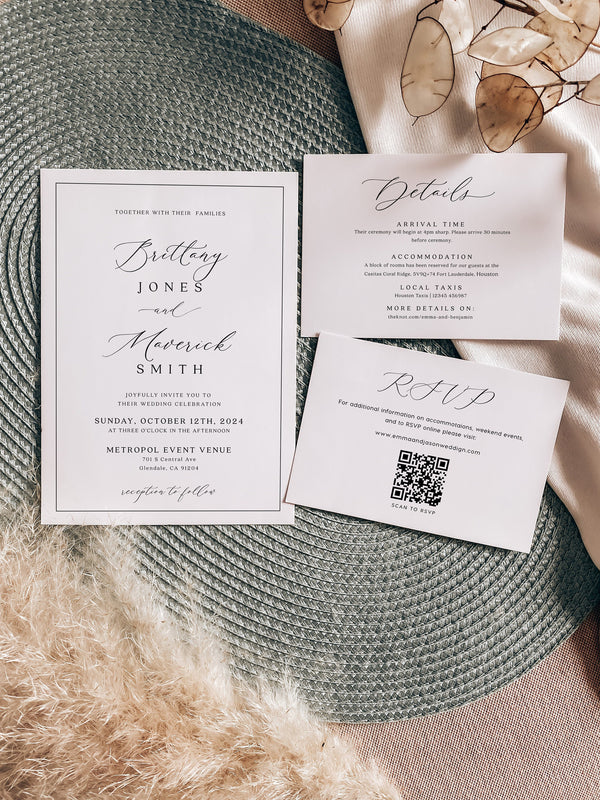 Classic modern wedding invitation template