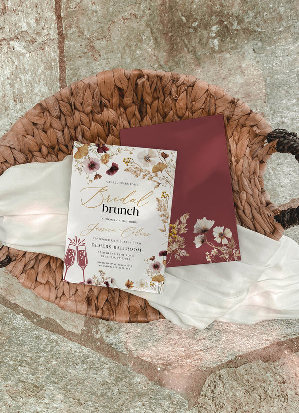 Bridal Shower Brunch invitaiton, Shower Invitation template, Wildflower invitation, Boho Floral Wildflowe bridal shower template #floralium