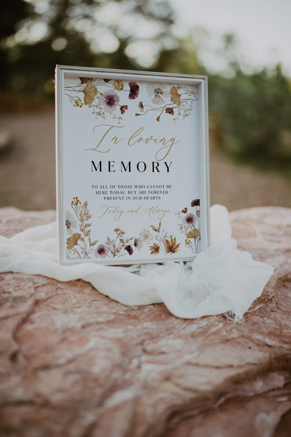 In loving memory sign template, Boho Floral Wildflower wedding sign, Wedding sign template #floralium