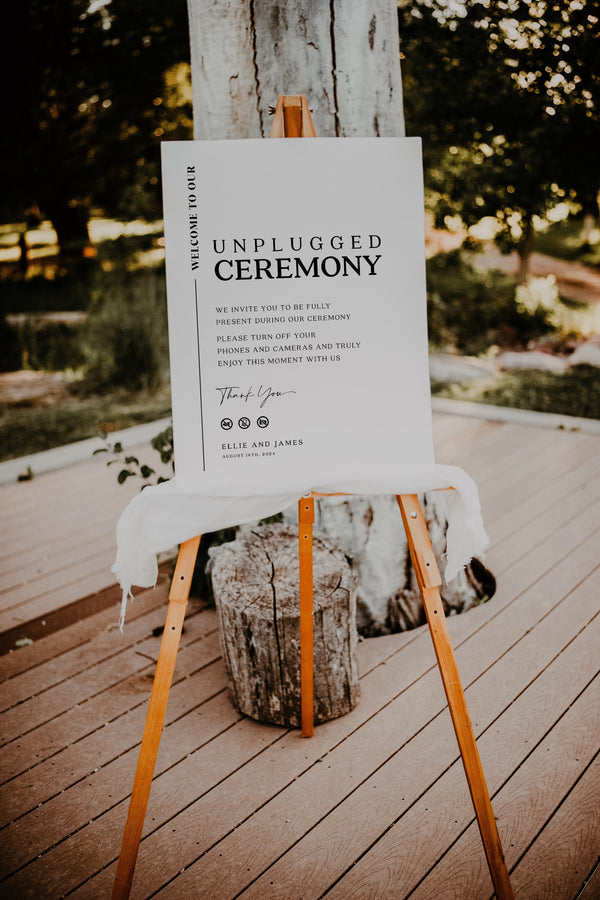 Unplugged ceremony sign, Wedding unplugged sign, Elegant wedding stationery #Moreae