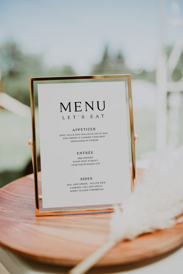 Menu sign template, Table menu sign, Wedding menu template, Elegant stationery #Moreae