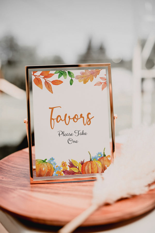 Fall favors sign, Favors sign printable, Fall Pumpkin baby shower stationery, Pumpkin baby shower sign #PumpkinLWT