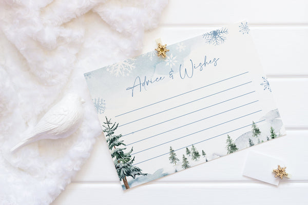 Advice card for Mr and Mrs, Advice card template, Winter wonderland bridal shower advice card #BLUEWW