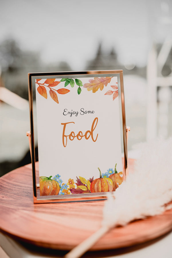 Food sign printable, Food sign template, Fall Pumpkin baby shower stationery, Pumpkin baby shower sign #PumpkinLWT