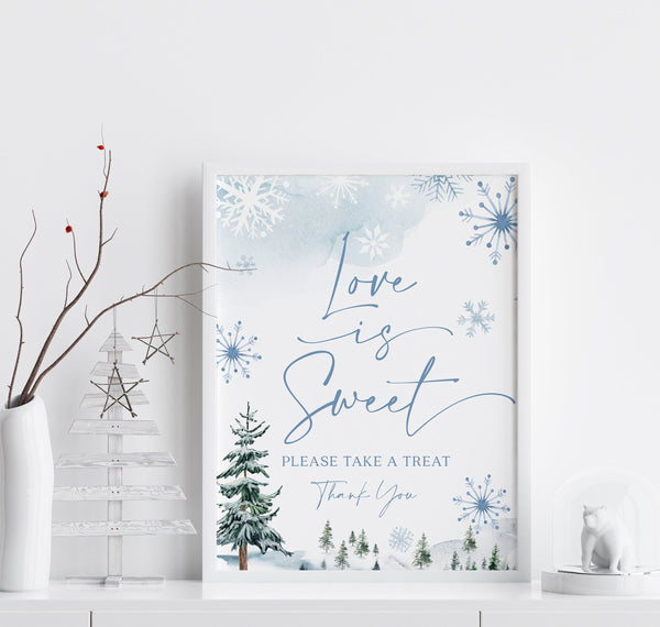 Love is sweet, Winter Wonderland Love is sweet sign, Winter wonderland stationery, Love is sweet take a treat sign #BLUEWW