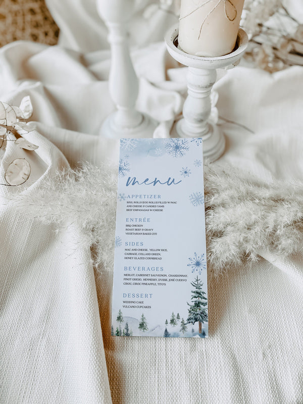 Winter menu template, Winter Wonderland menu, Menu cards template, Christmas menu template #BLUEWW