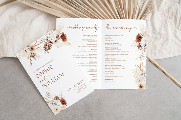 Wedding booklet template, Program ceremony booklet, Wedding program boho #Ellery