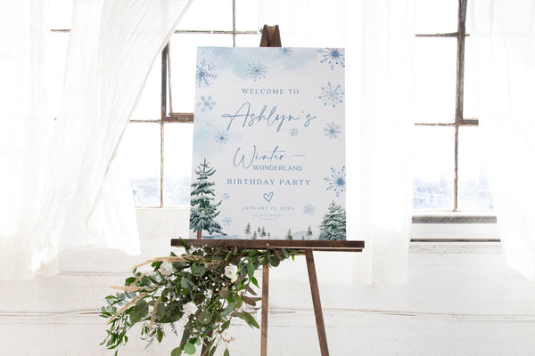 Birthday welcome sign, Winter Wonderland Birthday sign, Winter welcome sign template #BLUEWW